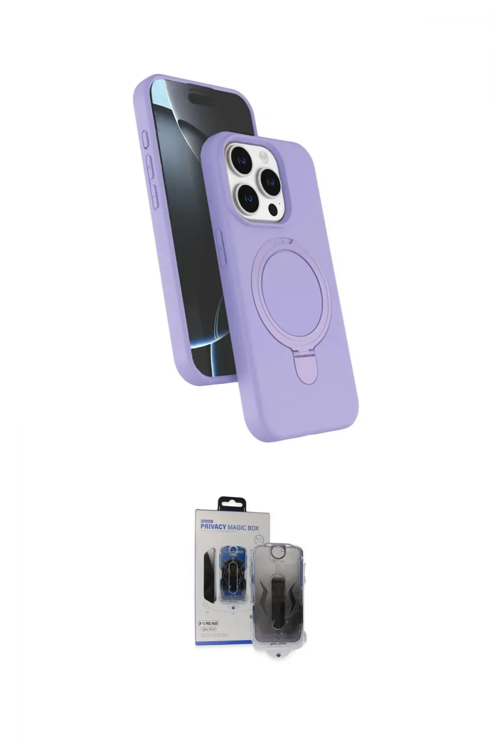 ieg™ iPhone 15 Pro Max Kılıf İz Işık Koleksiyonu - Siyah Vanessa Magic Hayalet Cam
