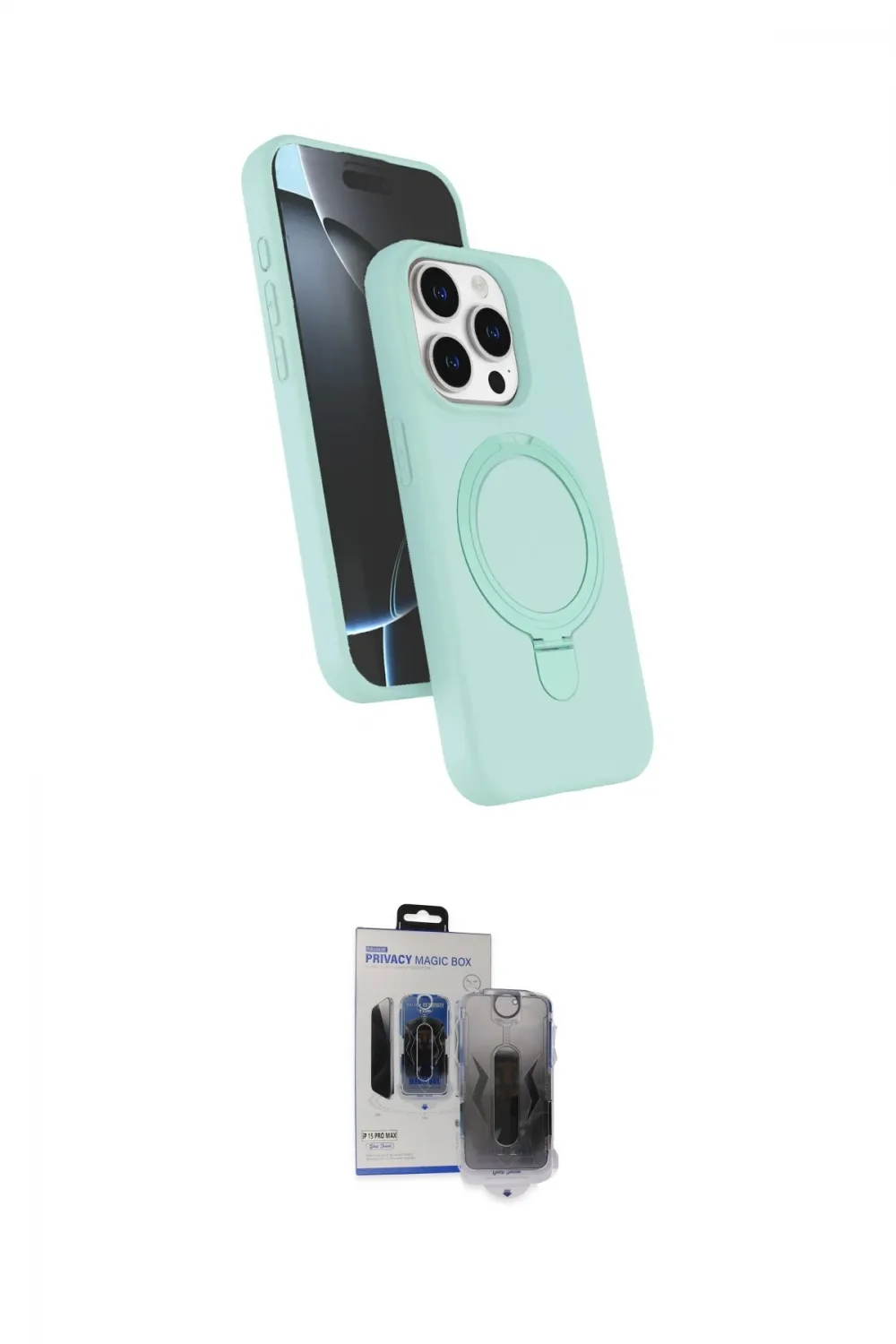 ieg™ iPhone 15 Pro Max Kılıf İz Işık Koleksiyonu - Siyah Vanessa Magic Hayalet Cam