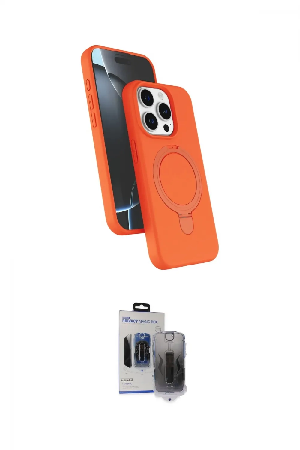 ieg™ iPhone 15 Pro Max Kılıf İz Işık Koleksiyonu - Siyah Vanessa Magic Hayalet Cam