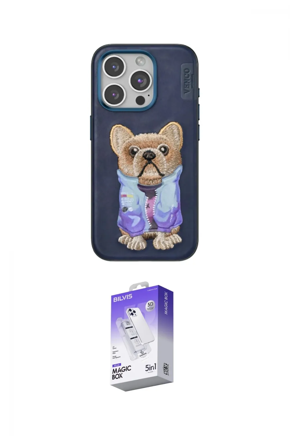 ieg™ iPhone 15 Pro Max Kılıf İz Minimal Koleksiyonu - Siyah Bilvis 5in1 3D Magic Cam Ekran Koruyucu