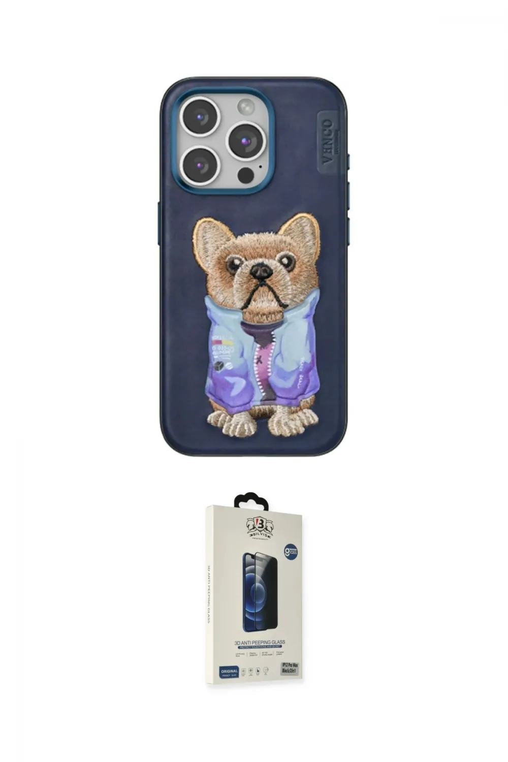 ieg™ iPhone 15 Pro Max Kılıf İz Minimal Koleksiyonu - Siyah Bilvis Hayalet Cam Ekran Koruyucu