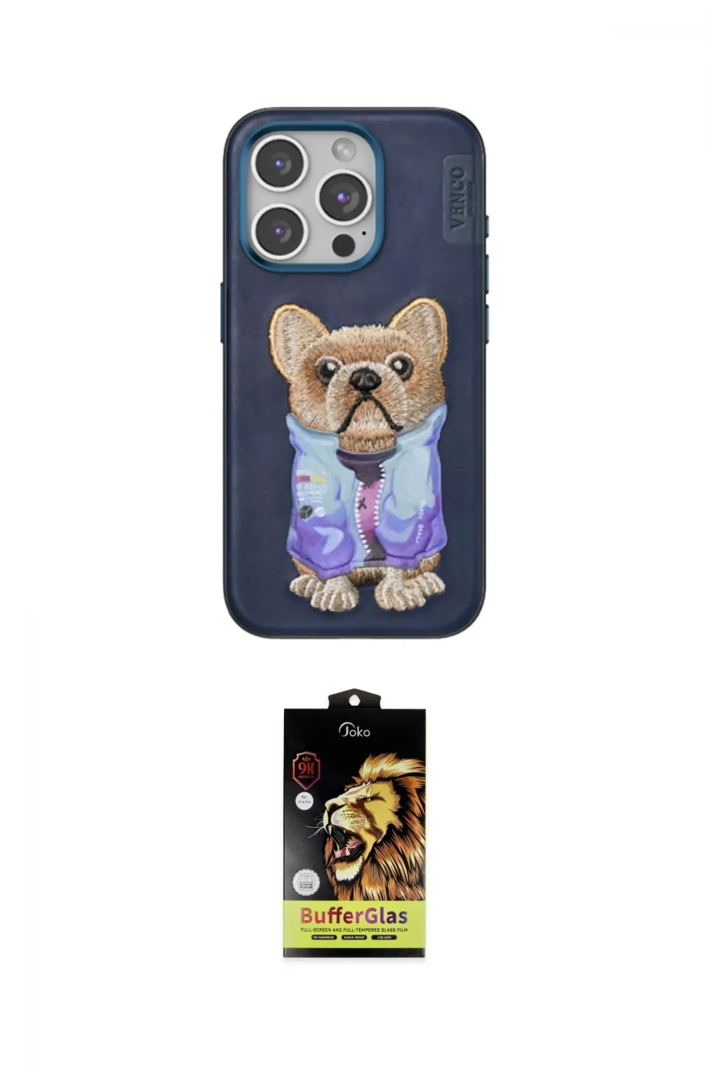 ieg™ iPhone 15 Pro Max Kılıf İz Minimal Koleksiyonu - Siyah Buffer Cam Ekran Koruyucu