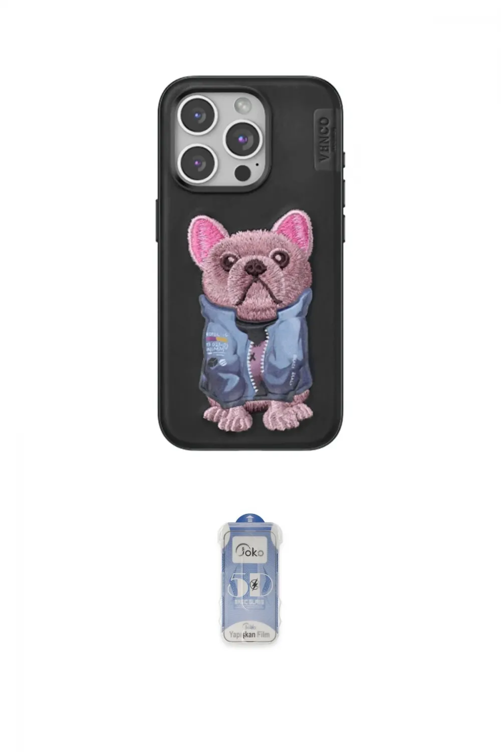 ieg™ iPhone 15 Pro Max Kılıf İz Minimal Koleksiyonu - Siyah Joko Magic 5D Cam