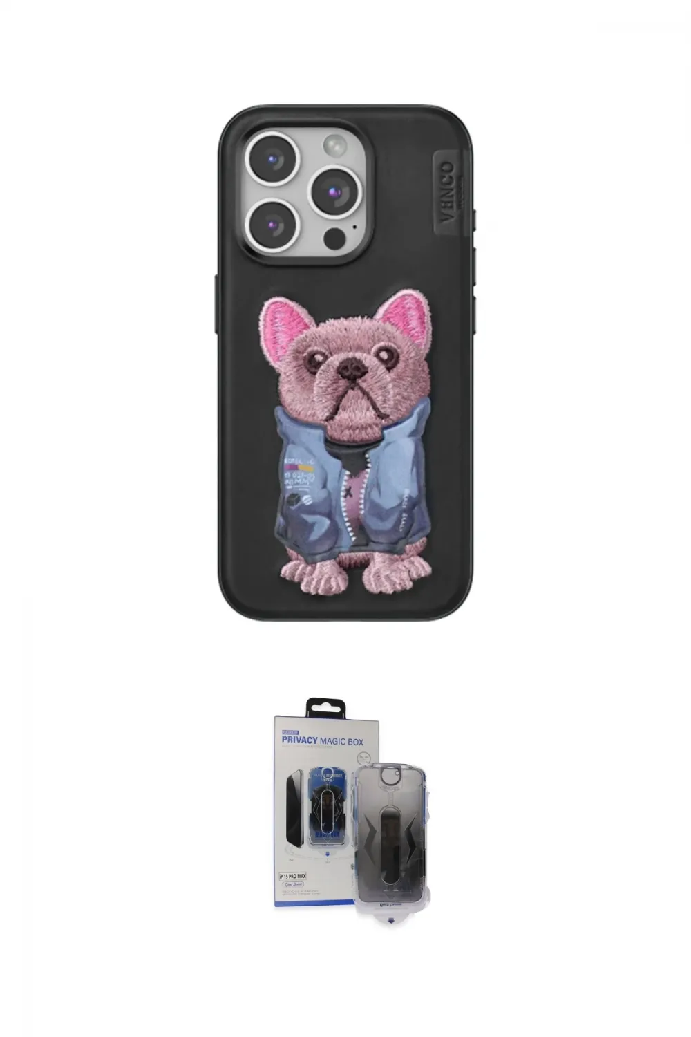 ieg™ iPhone 15 Pro Max Kılıf İz Minimal Koleksiyonu - Siyah Vanessa Magic Hayalet Cam