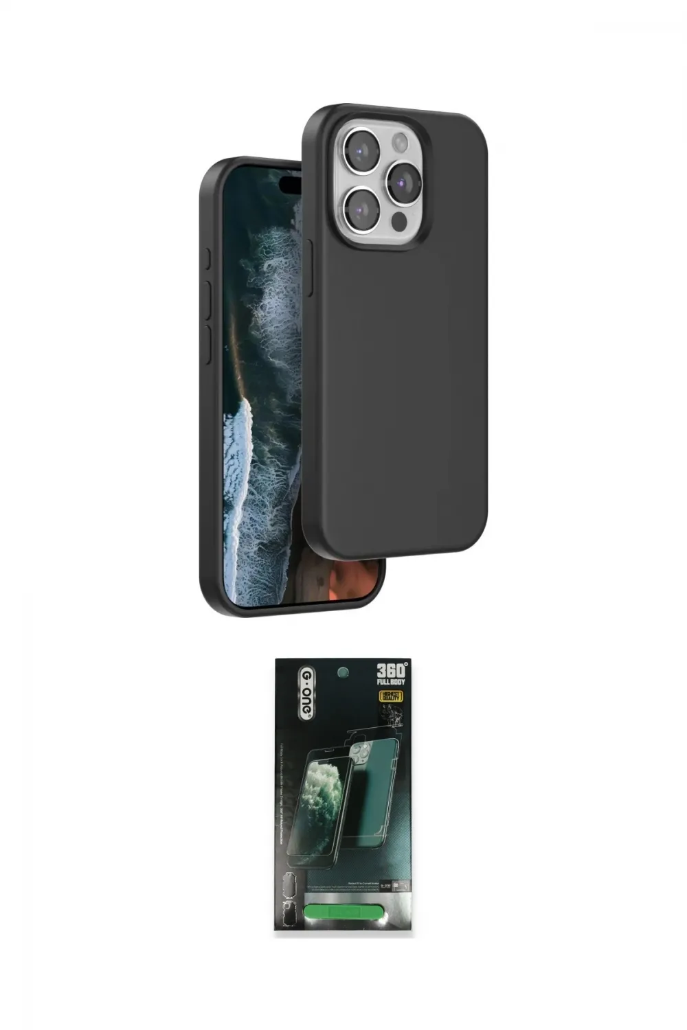 ieg™ iPhone 15 Pro Max Kılıf Kıvılcım Çizgi Serisi - Şeffaf 360 Full Body Arka Koruyucu