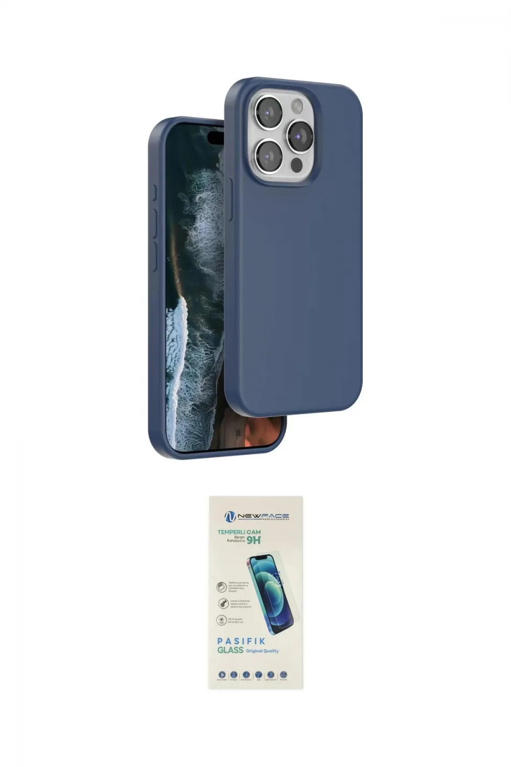 ieg™ iPhone 15 Pro Max Kılıf Kıvılcım Çizgi Serisi - Şeffaf Pasifik Cam Ekran Koruyucu