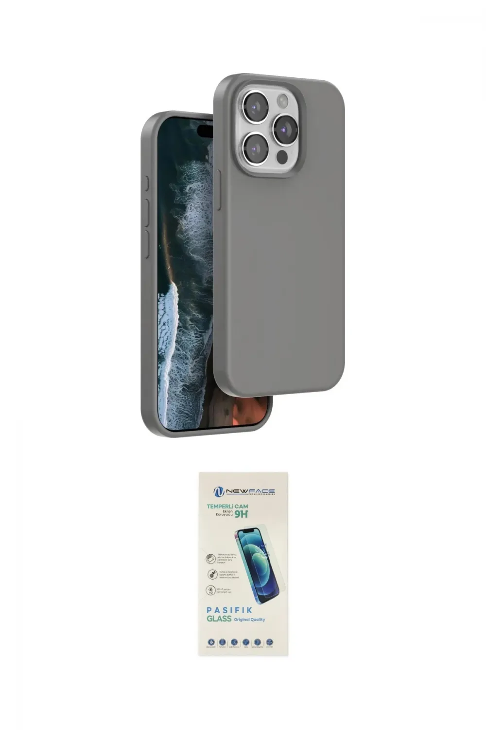 ieg™ iPhone 15 Pro Max Kılıf Kıvılcım Çizgi Serisi - Şeffaf Pasifik Cam Ekran Koruyucu