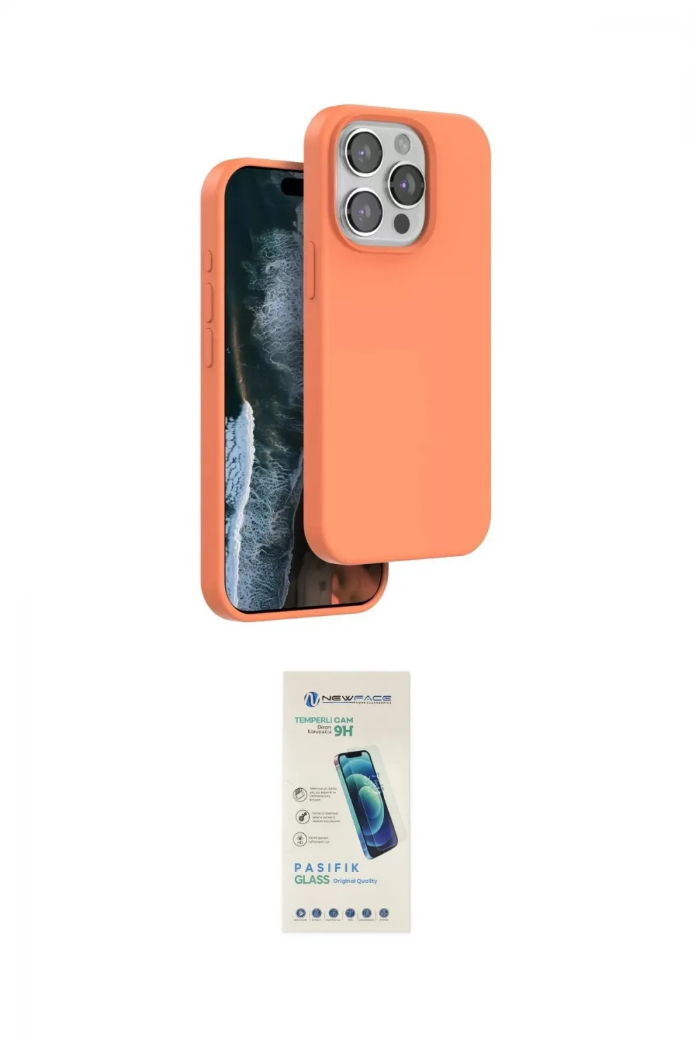 ieg™ iPhone 15 Pro Max Kılıf Kıvılcım Çizgi Serisi - Şeffaf Pasifik Cam Ekran Koruyucu