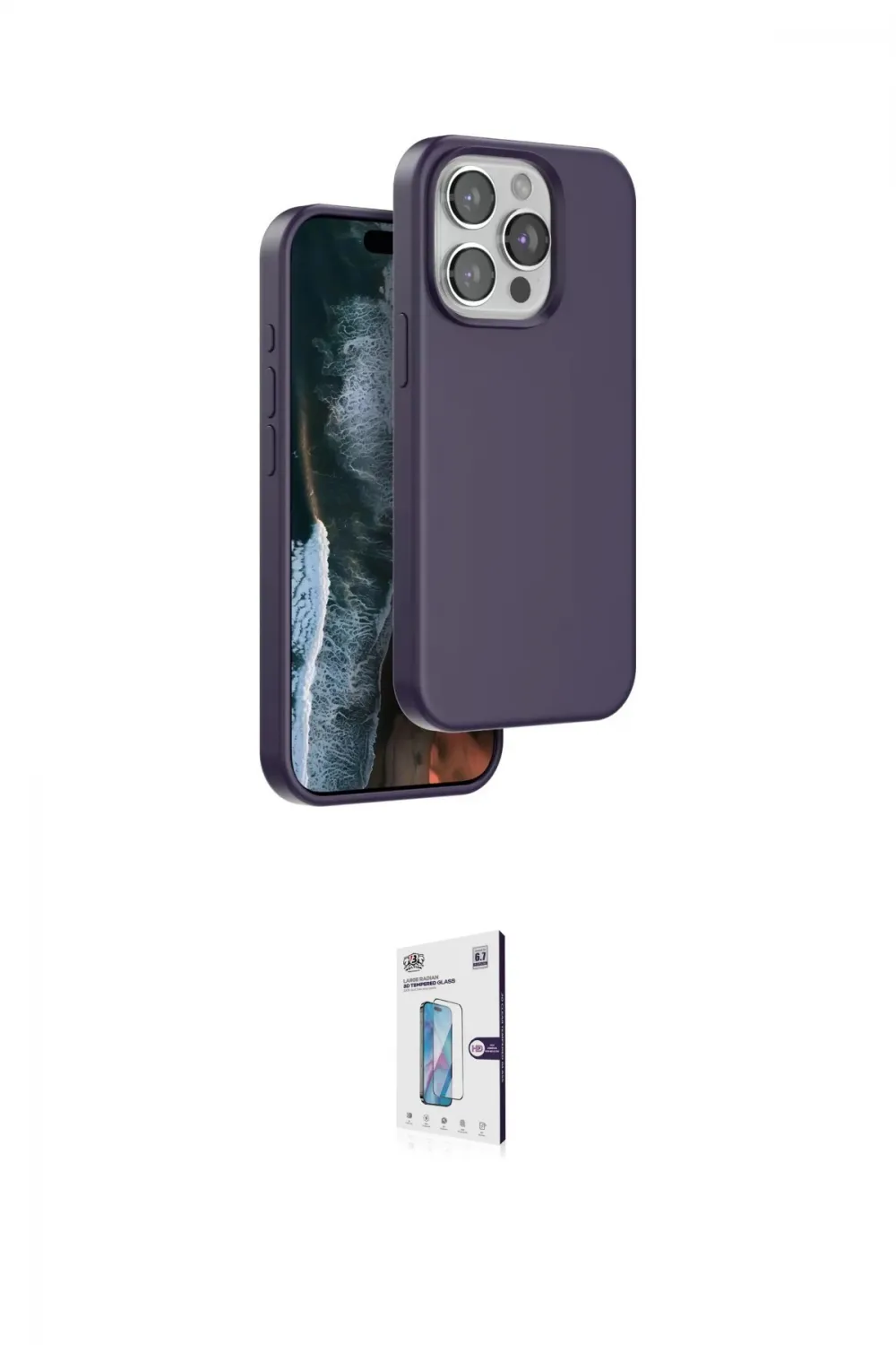 ieg™ iPhone 15 Pro Max Kılıf Kıvılcım Çizgi Serisi - Siyah Bilvis 0.18mm Plus Cam Ekran Koruyucu