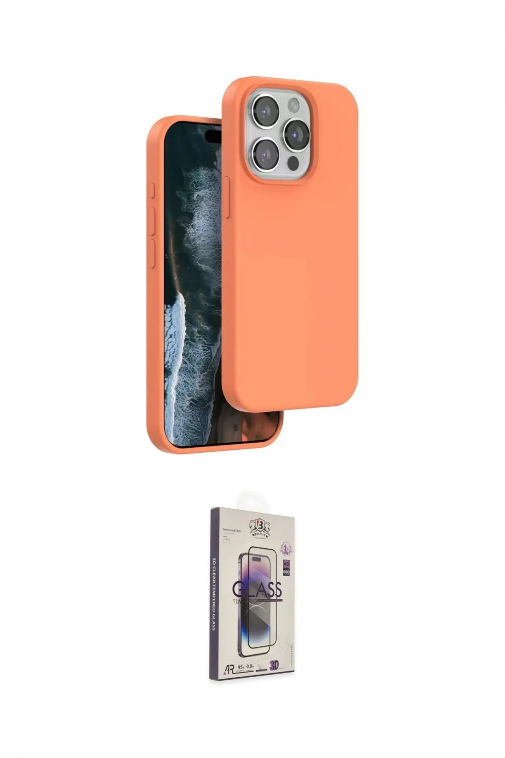 ieg™ iPhone 15 Pro Max Kılıf Kıvılcım Çizgi Serisi - Siyah Bilvis 3D Cam Ekran Koruyucu