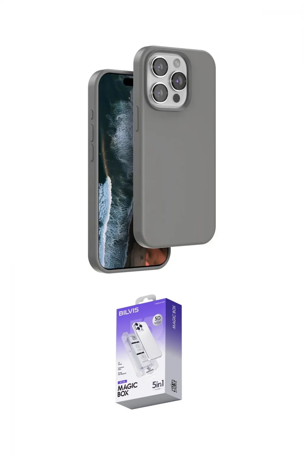 ieg™ iPhone 15 Pro Max Kılıf Kıvılcım Çizgi Serisi - Siyah Bilvis 5in1 3D Magic Cam Ekran Koruyucu