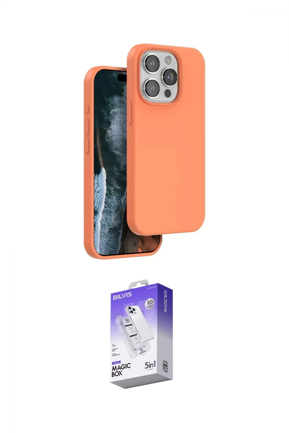 ieg™ iPhone 15 Pro Max Kılıf Kıvılcım Çizgi Serisi - Siyah Bilvis 5in1 3D Magic Cam Ekran Koruyucu