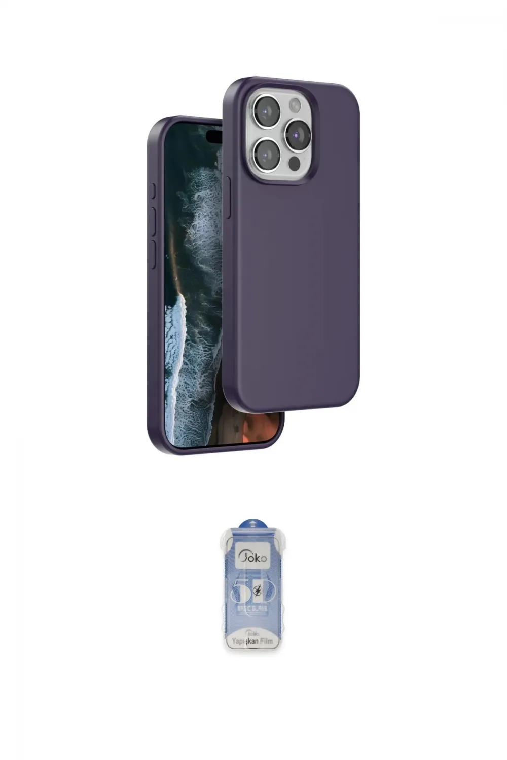ieg™ iPhone 15 Pro Max Kılıf Kıvılcım Çizgi Serisi - Siyah Joko Magic 5D Cam