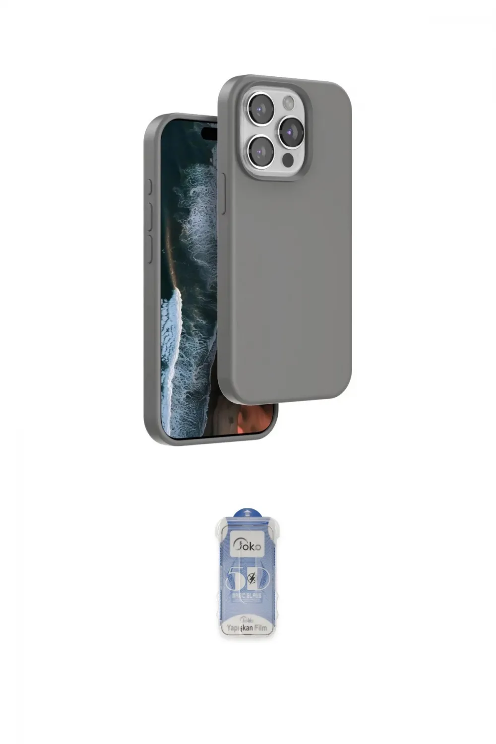 ieg™ iPhone 15 Pro Max Kılıf Kıvılcım Çizgi Serisi - Siyah Joko Magic 5D Cam