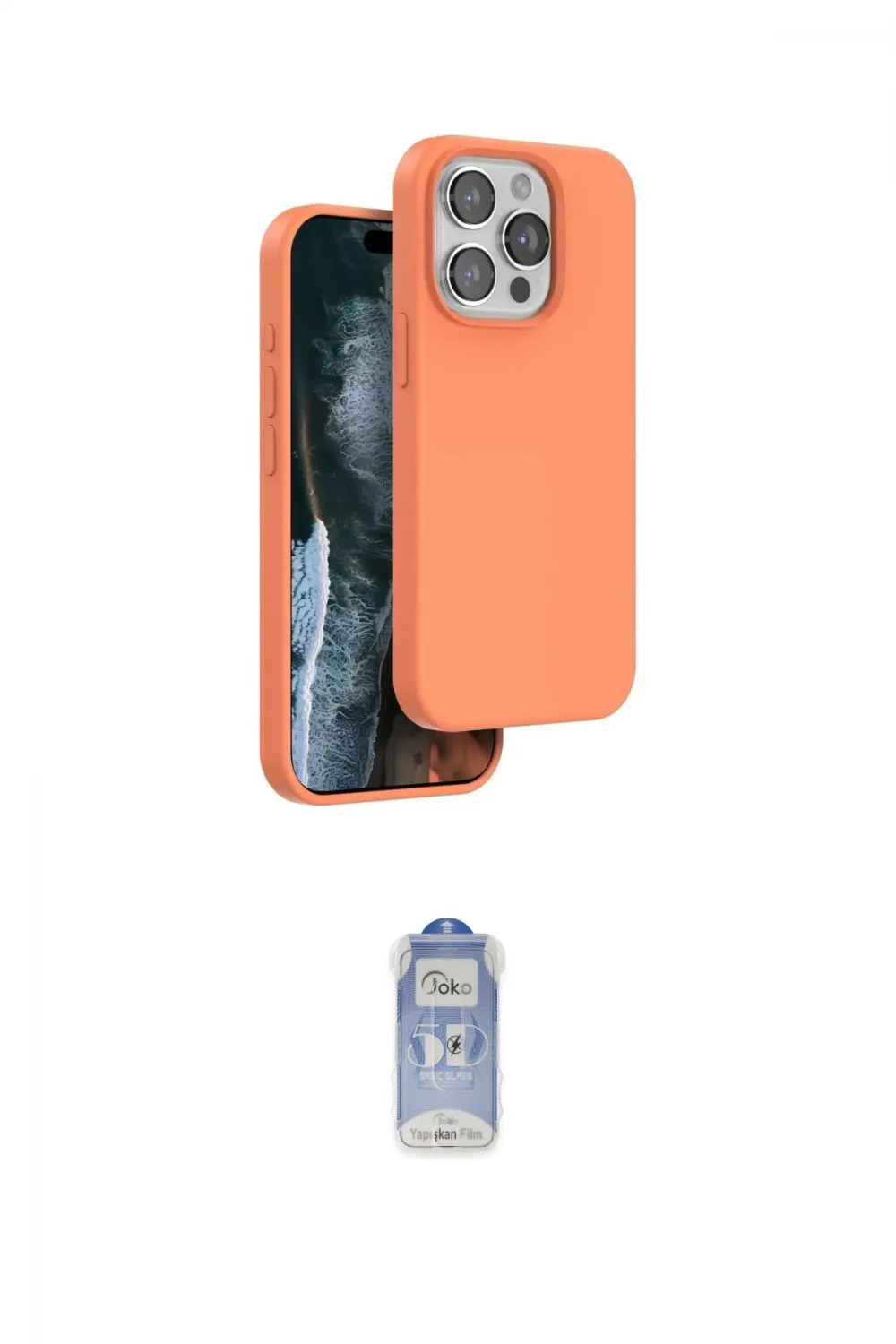 ieg™ iPhone 15 Pro Max Kılıf Kıvılcım Çizgi Serisi - Siyah Joko Magic 5D Cam
