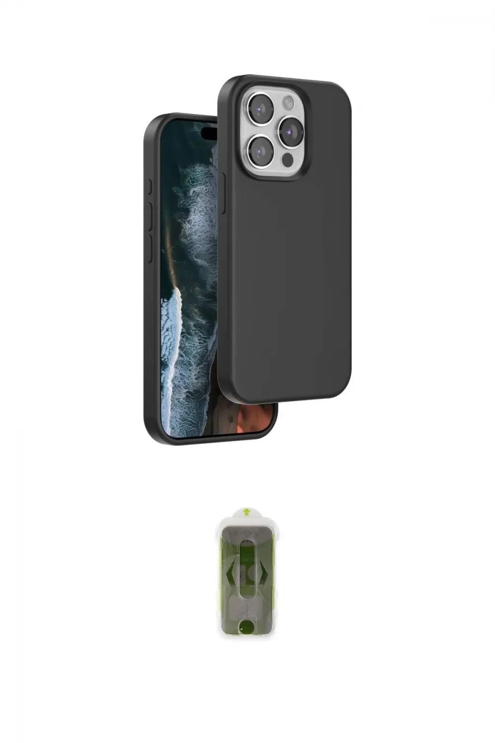 ieg™ iPhone 15 Pro Max Kılıf Kıvılcım Çizgi Serisi - Siyah Joko Magic 5D Hayalet Cam