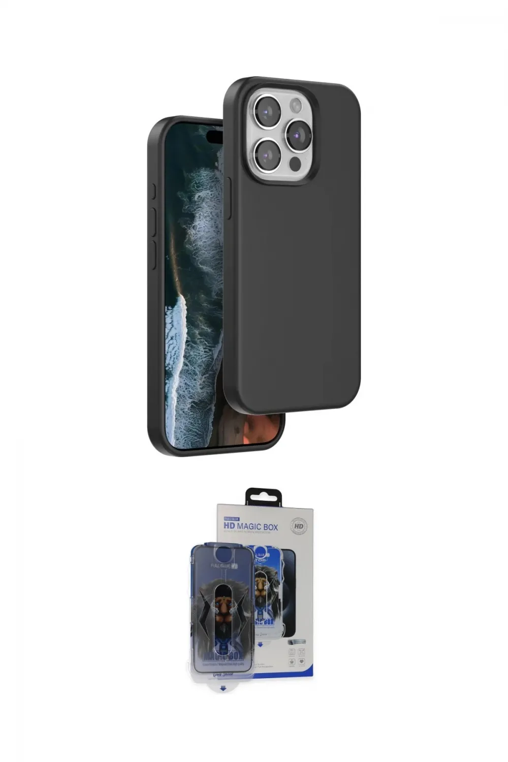 ieg™ iPhone 15 Pro Max Kılıf Kıvılcım Çizgi Serisi - Siyah Vanessa Magic Cam
