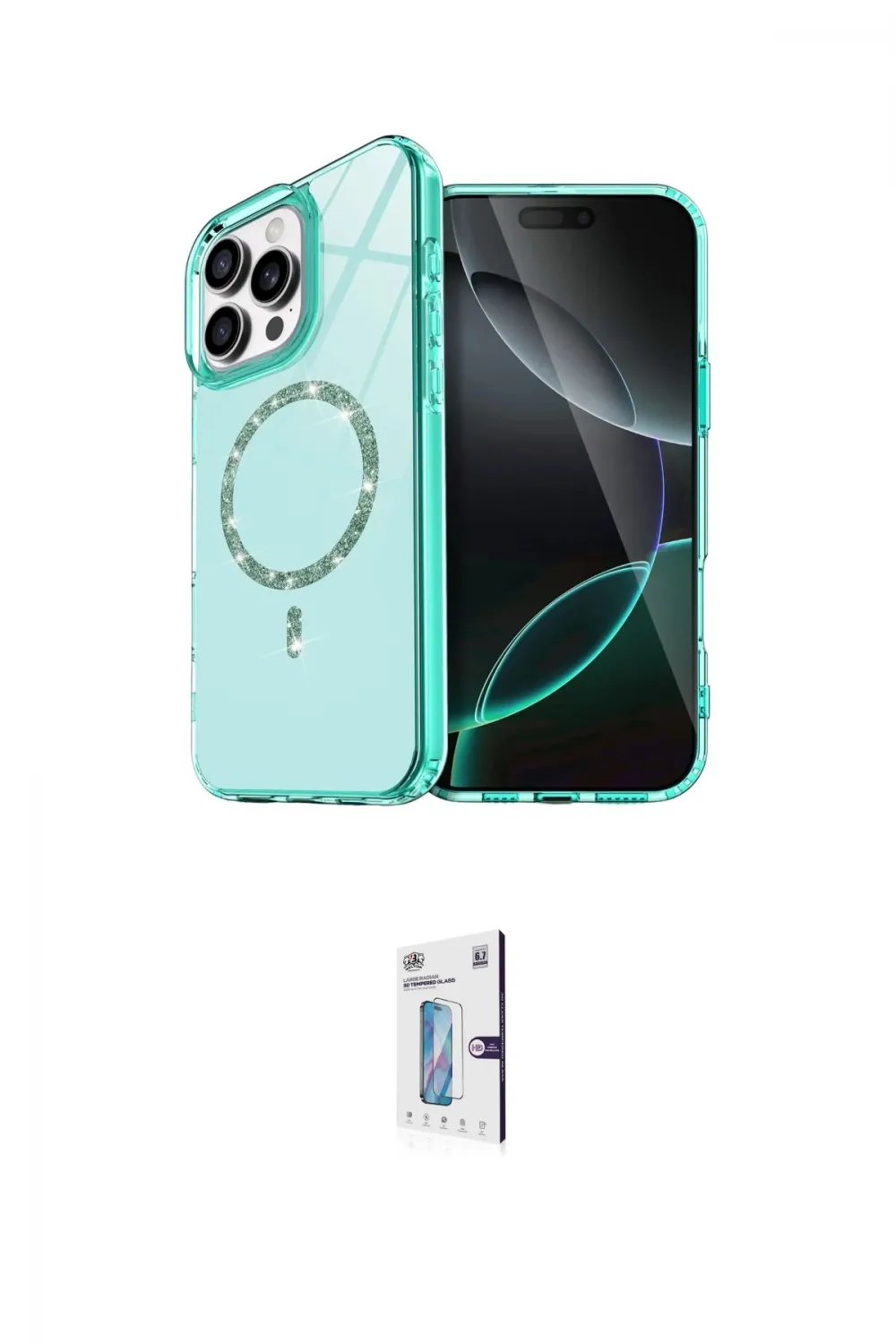 ieg™ iPhone 15 Pro Max Kılıf Kıvılcım Form Prime - Siyah Bilvis 0.18mm Plus Cam Ekran Koruyucu