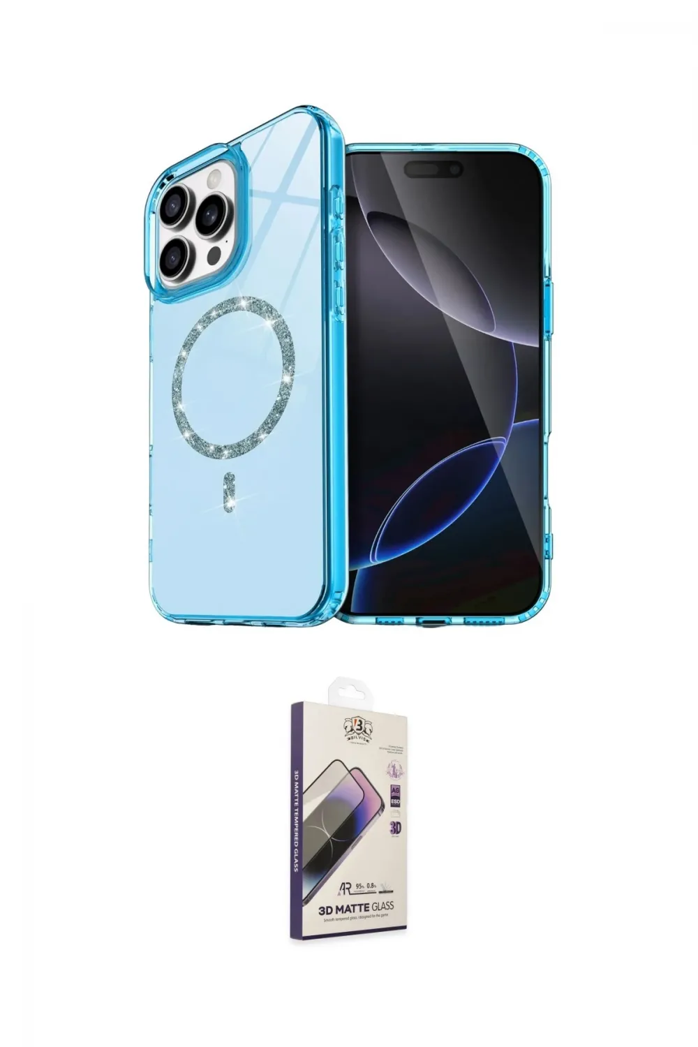 ieg™ iPhone 15 Pro Max Kılıf Kıvılcım Form Prime - Siyah Bilvis 3D Mat Cam Ekran Koruyucu