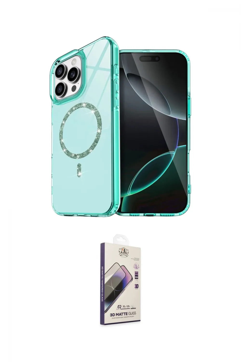 ieg™ iPhone 15 Pro Max Kılıf Kıvılcım Form Prime - Siyah Bilvis 3D Mat Cam Ekran Koruyucu