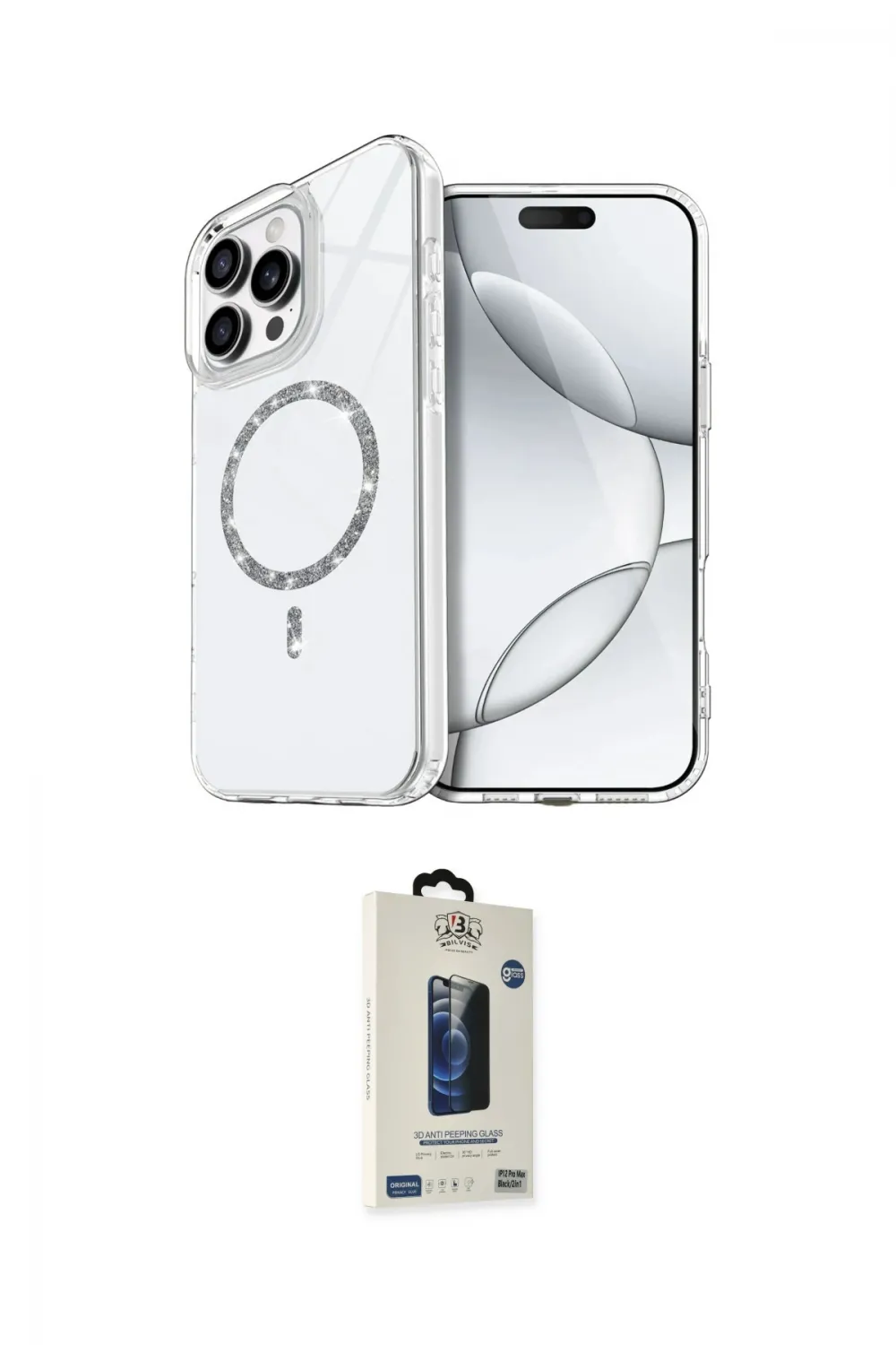 ieg™ iPhone 15 Pro Max Kılıf Kıvılcım Form Prime - Siyah Bilvis Hayalet Cam Ekran Koruyucu