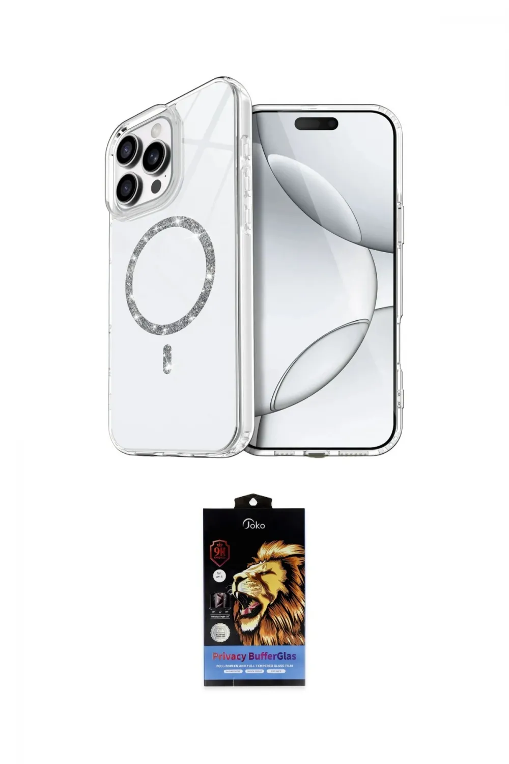 ieg™ iPhone 15 Pro Max Kılıf Kıvılcım Form Prime - Siyah Buffer Hayalet Cam Ekran Koruyucu