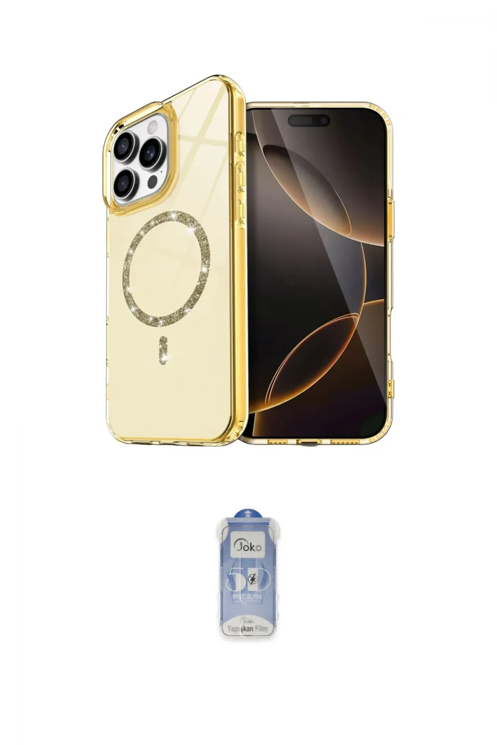 ieg™ iPhone 15 Pro Max Kılıf Kıvılcım Form Prime - Siyah Joko Magic 5D Cam