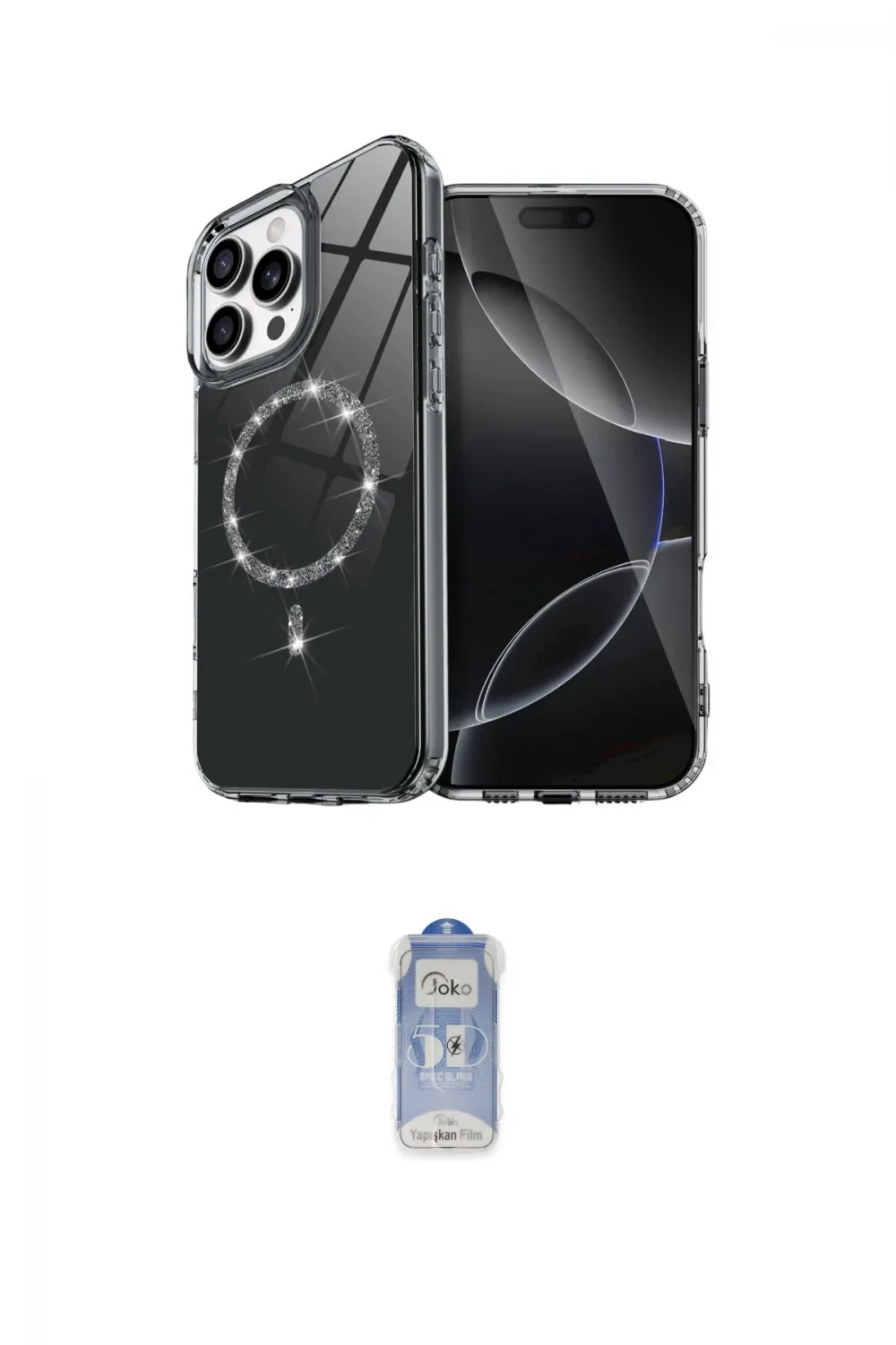 ieg™ iPhone 15 Pro Max Kılıf Kıvılcım Form Prime - Siyah Joko Magic 5D Cam