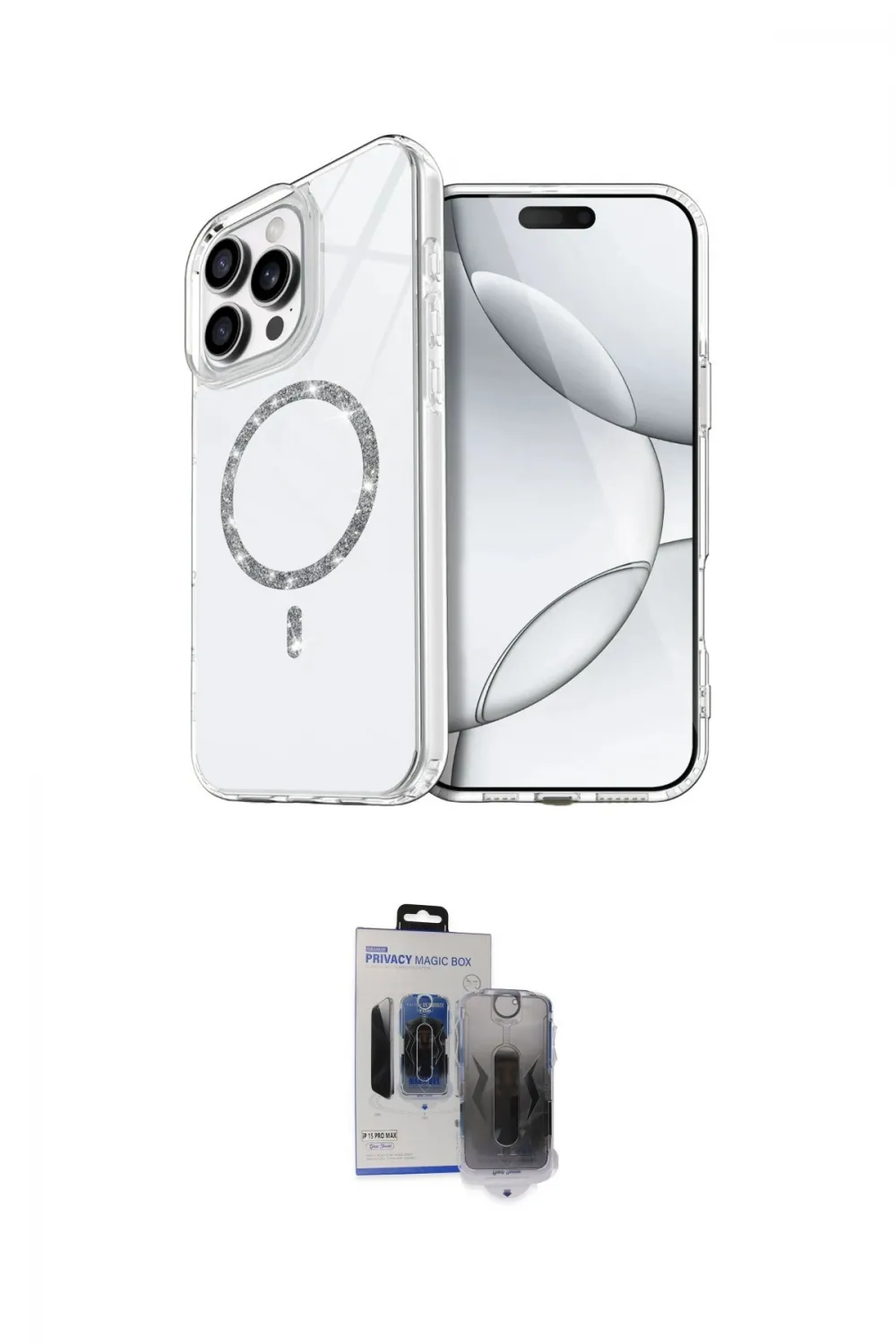 ieg™ iPhone 15 Pro Max Kılıf Kıvılcım Form Prime - Siyah Vanessa Magic Hayalet Cam