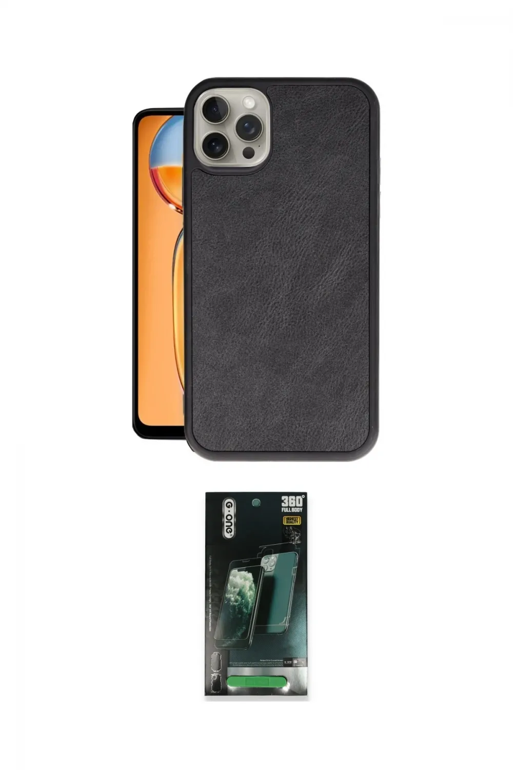 ieg™ iPhone 15 Pro Max Kılıf Kıvılcım Işık Serisi - Siyah 360 Mat Full Body Arka Koruyucu