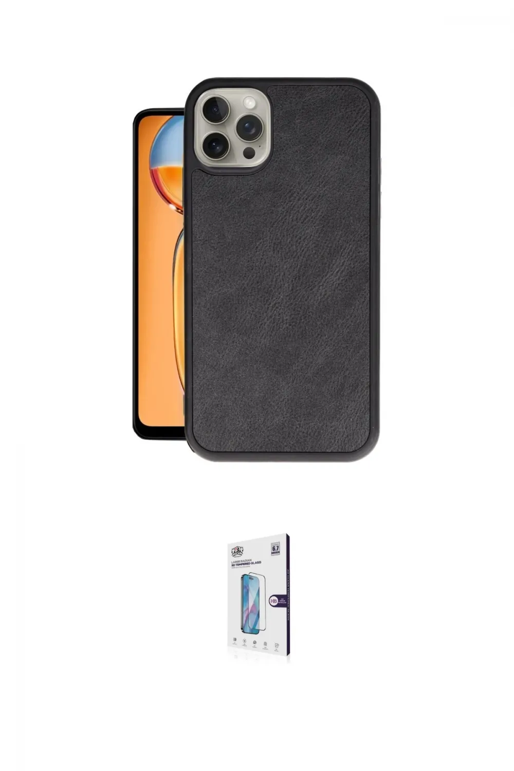 ieg™ iPhone 15 Pro Max Kılıf Kıvılcım Işık Serisi - Siyah Bilvis 0.18mm Plus Cam Ekran Koruyucu