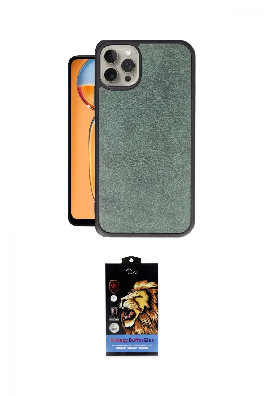 ieg™ iPhone 15 Pro Max Kılıf Kıvılcım Işık Serisi - Siyah Buffer Hayalet Cam Ekran Koruyucu