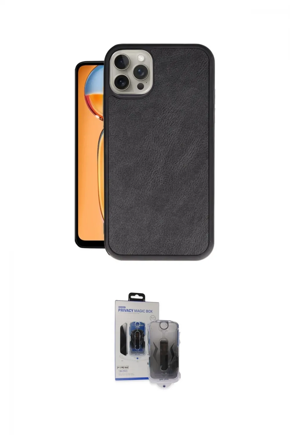 ieg™ iPhone 15 Pro Max Kılıf Kıvılcım Işık Serisi - Siyah Vanessa Magic Hayalet Cam