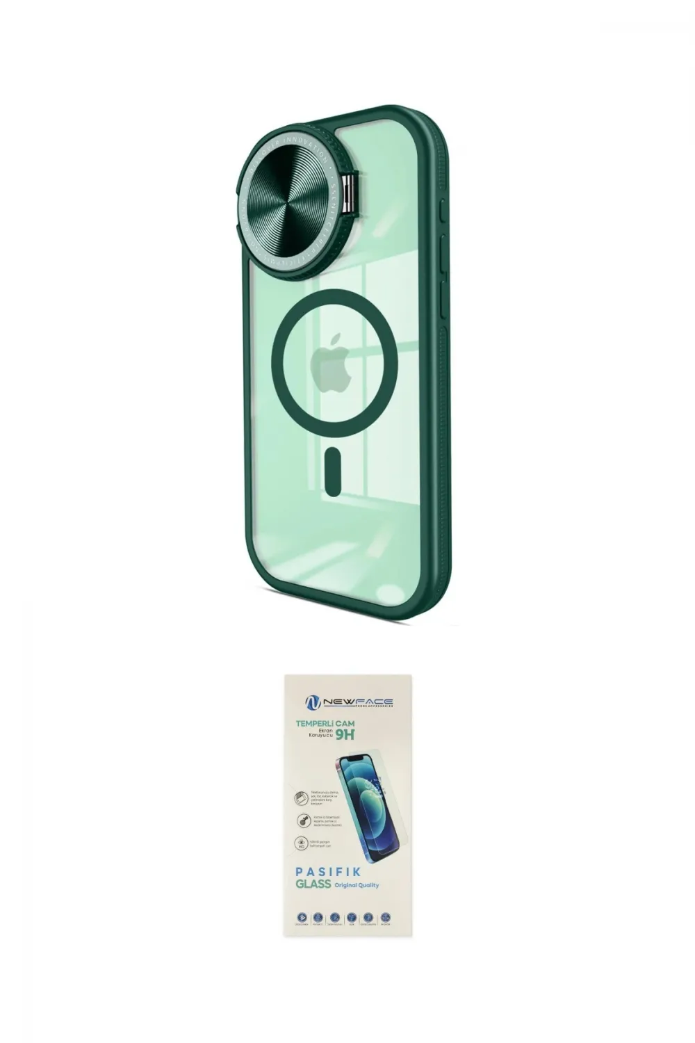 ieg™ iPhone 15 Pro Max Kılıf Kıvılcım Modern Koleksiyonu - Şeffaf Pasifik Cam Ekran Koruyucu
