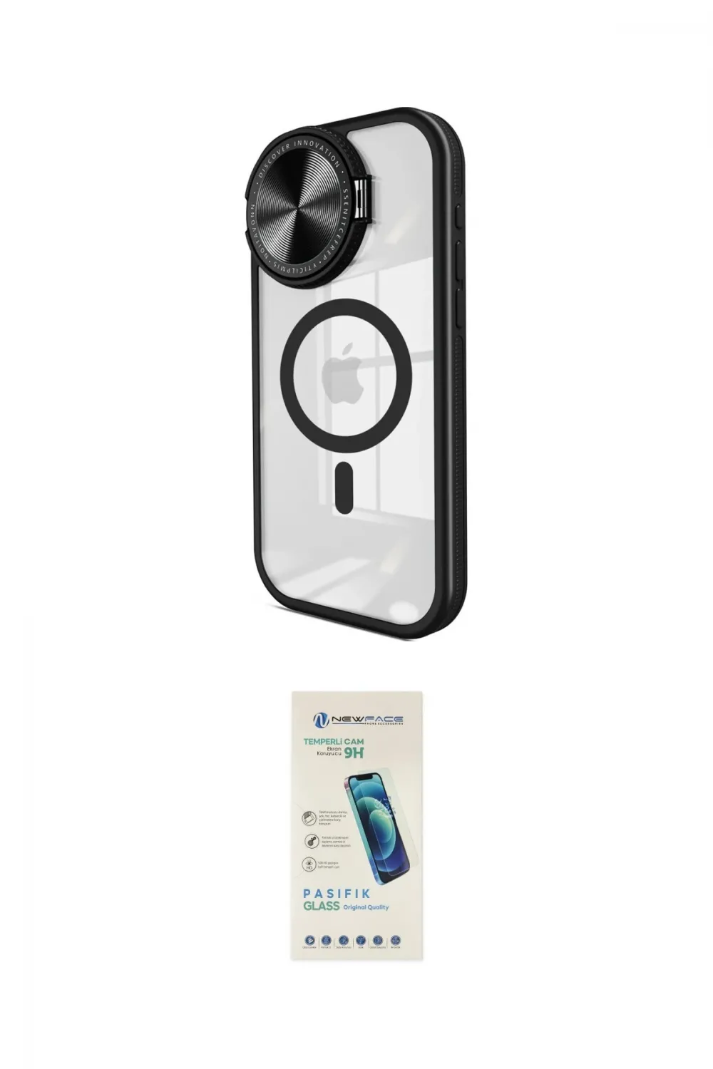 ieg™ iPhone 15 Pro Max Kılıf Kıvılcım Modern Koleksiyonu - Şeffaf Pasifik Cam Ekran Koruyucu