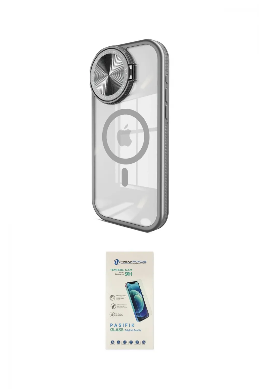 ieg™ iPhone 15 Pro Max Kılıf Kıvılcım Modern Koleksiyonu - Şeffaf Pasifik Cam Ekran Koruyucu