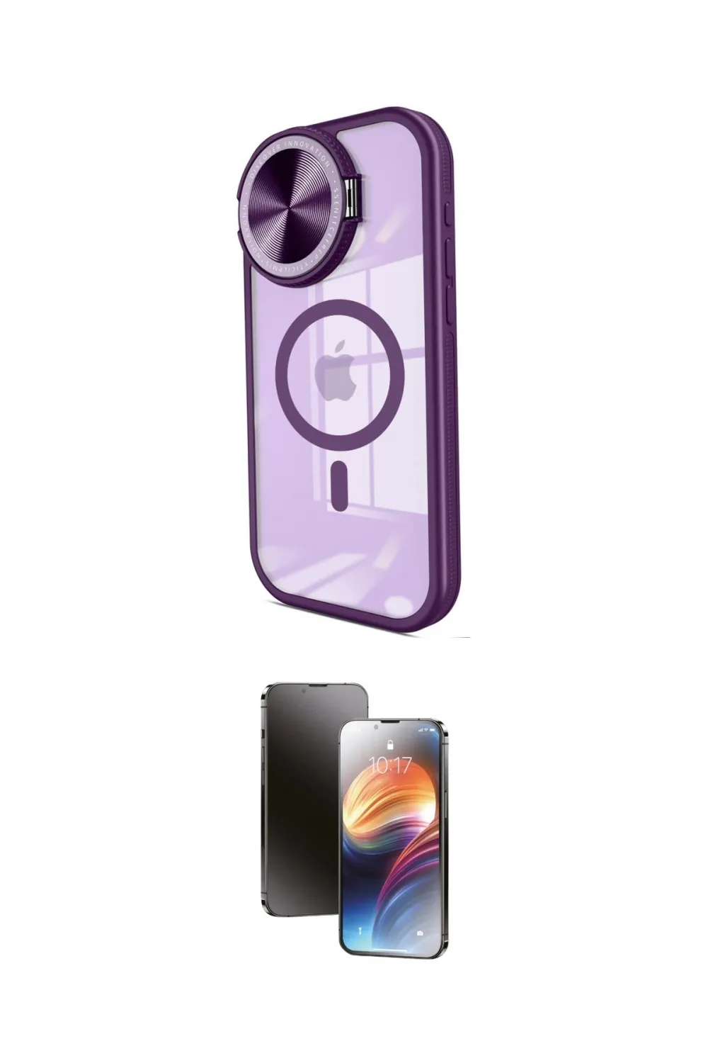 ieg™ iPhone 15 Pro Max Kılıf Kıvılcım Modern Koleksiyonu - Siyah 3D Antistatik Mat Seramik Nano Ekran Koruyucu
