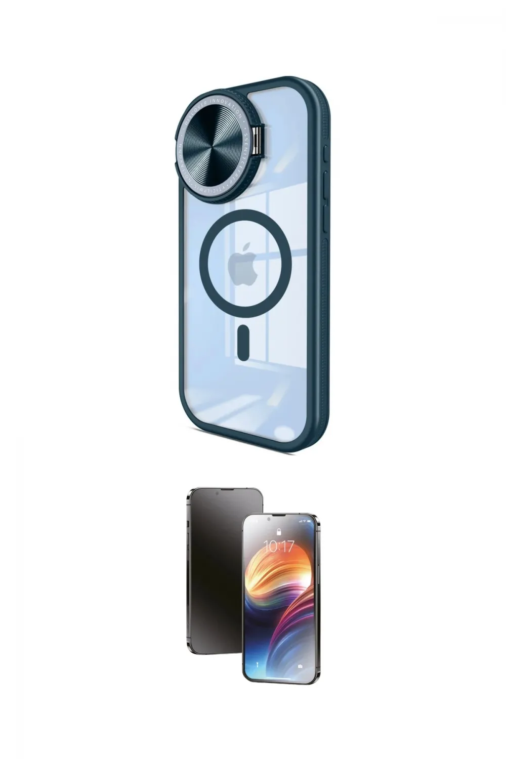 ieg™ iPhone 15 Pro Max Kılıf Kıvılcım Modern Koleksiyonu - Siyah 3D Antistatik Mat Seramik Nano Ekran Koruyucu