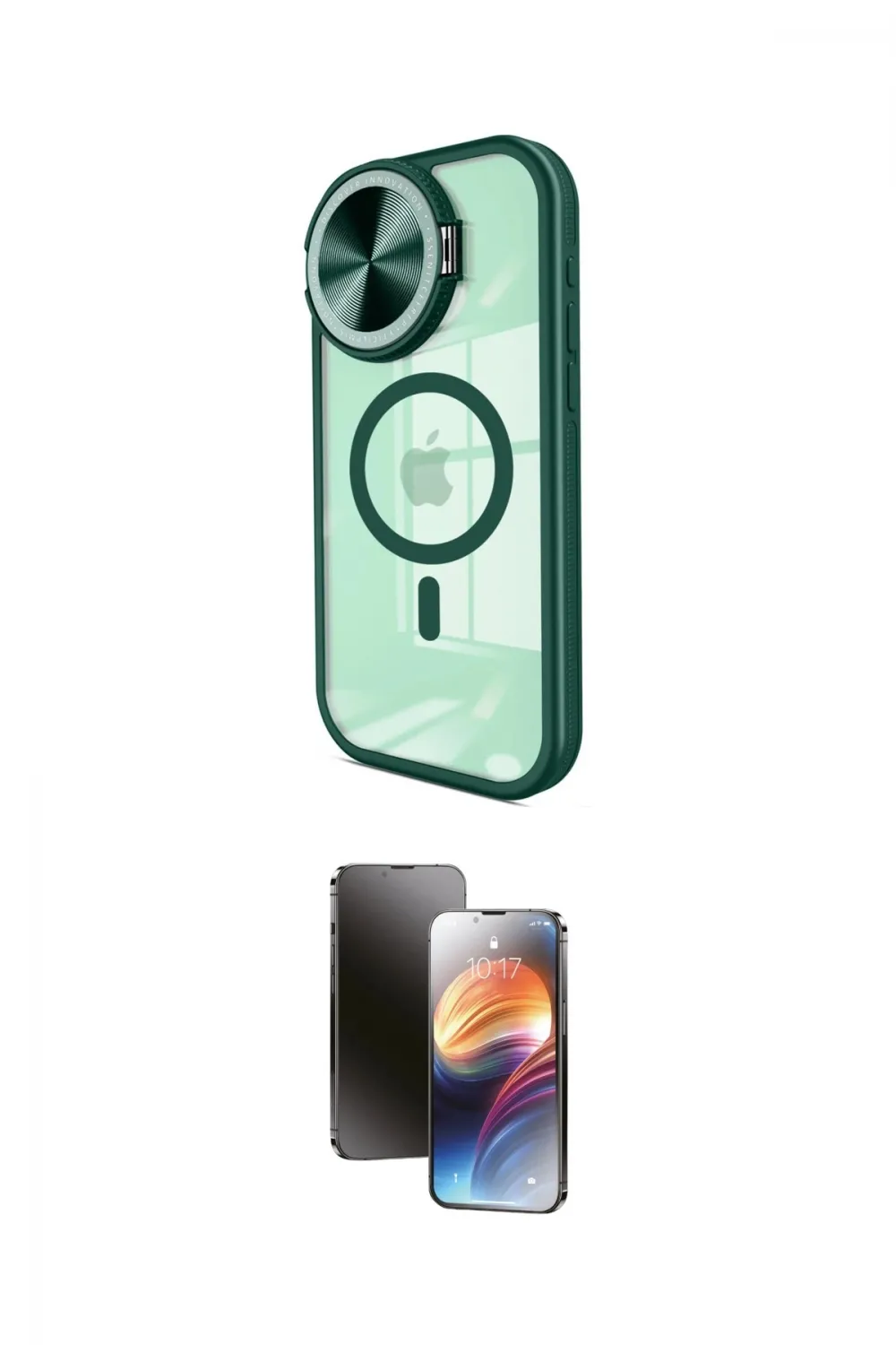 ieg™ iPhone 15 Pro Max Kılıf Kıvılcım Modern Koleksiyonu - Siyah 3D Antistatik Mat Seramik Nano Ekran Koruyucu