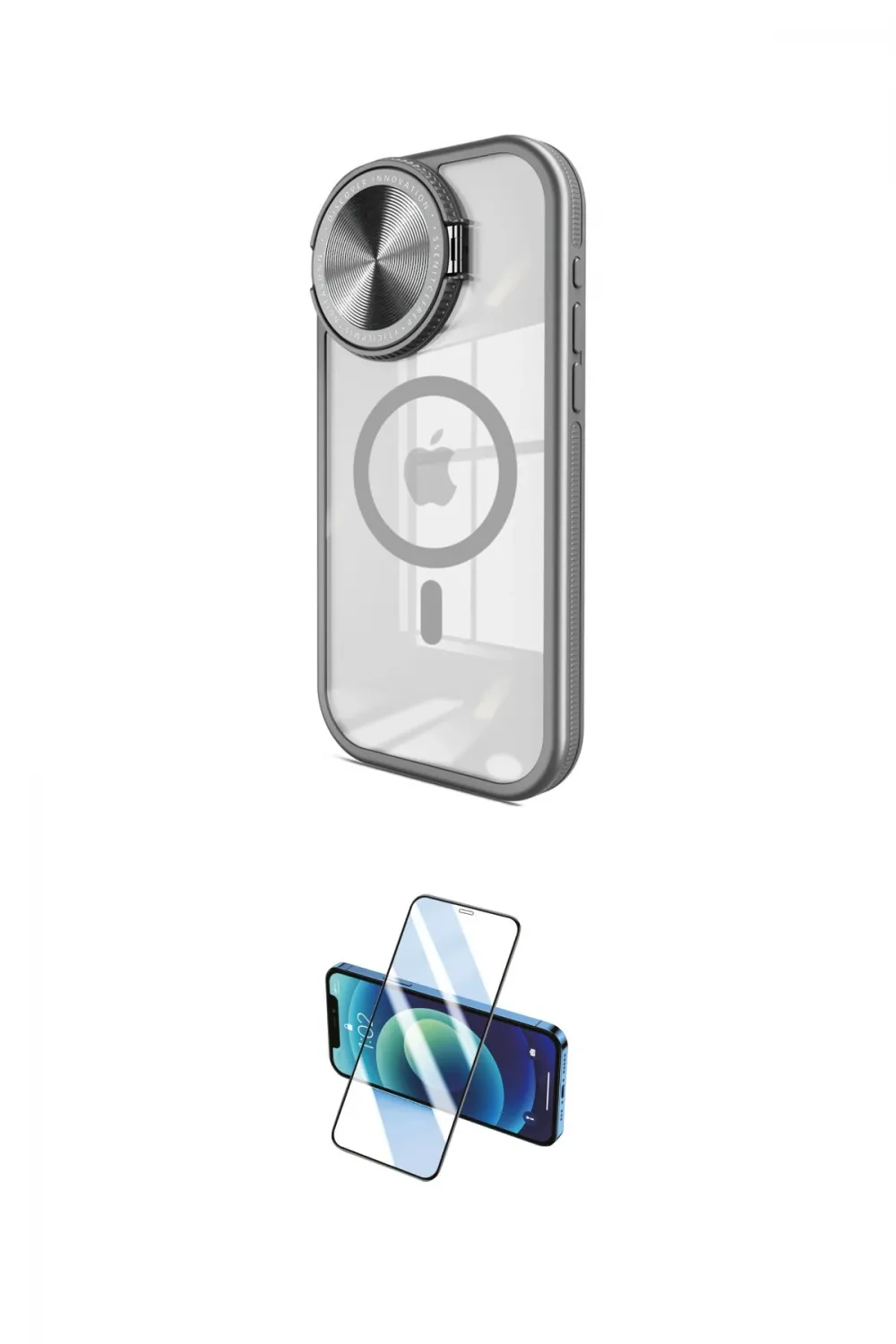 ieg™ iPhone 15 Pro Max Kılıf Kıvılcım Modern Koleksiyonu - Siyah 3D Antistatik Seramik Nano Ekran Koruyucu