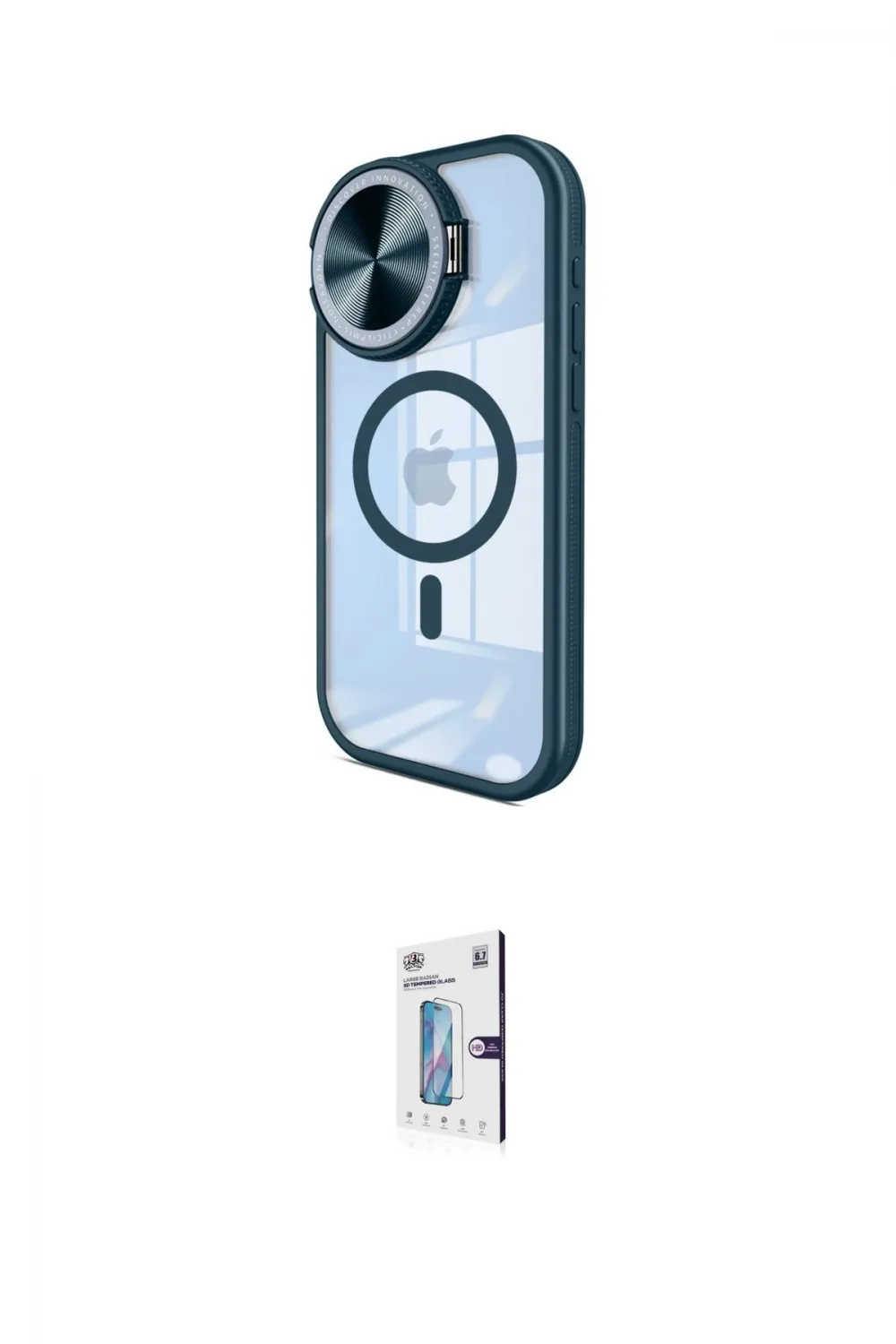 ieg™ iPhone 15 Pro Max Kılıf Kıvılcım Modern Koleksiyonu - Siyah Bilvis 0.18mm Plus Cam Ekran Koruyucu