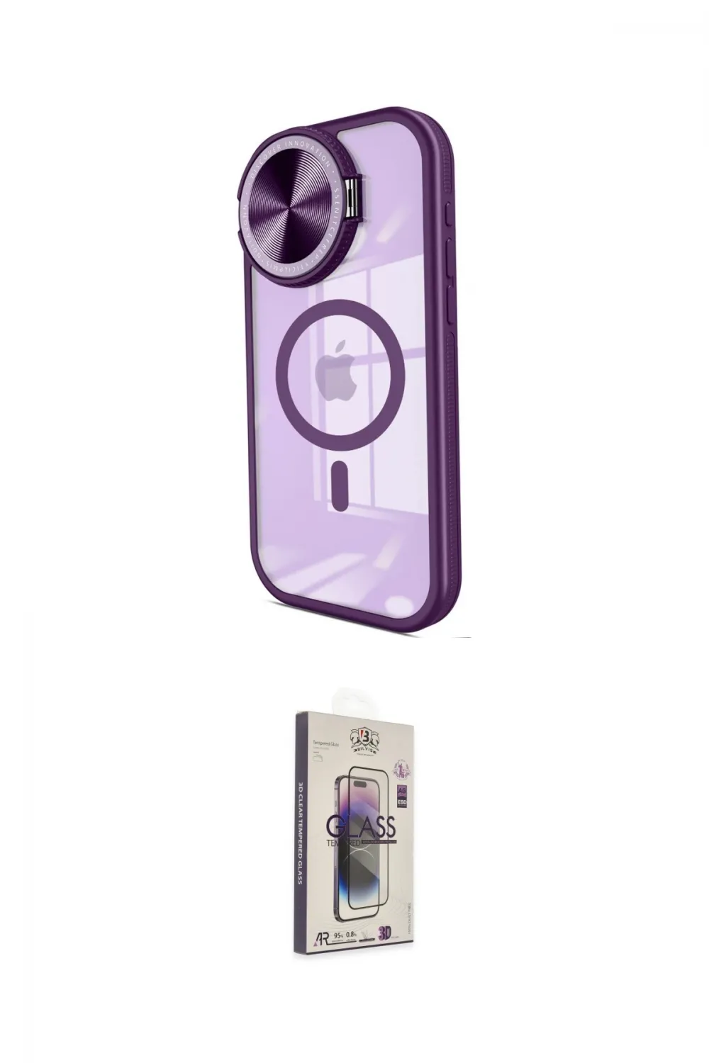 ieg™ iPhone 15 Pro Max Kılıf Kıvılcım Modern Koleksiyonu - Siyah Bilvis 3D Cam Ekran Koruyucu