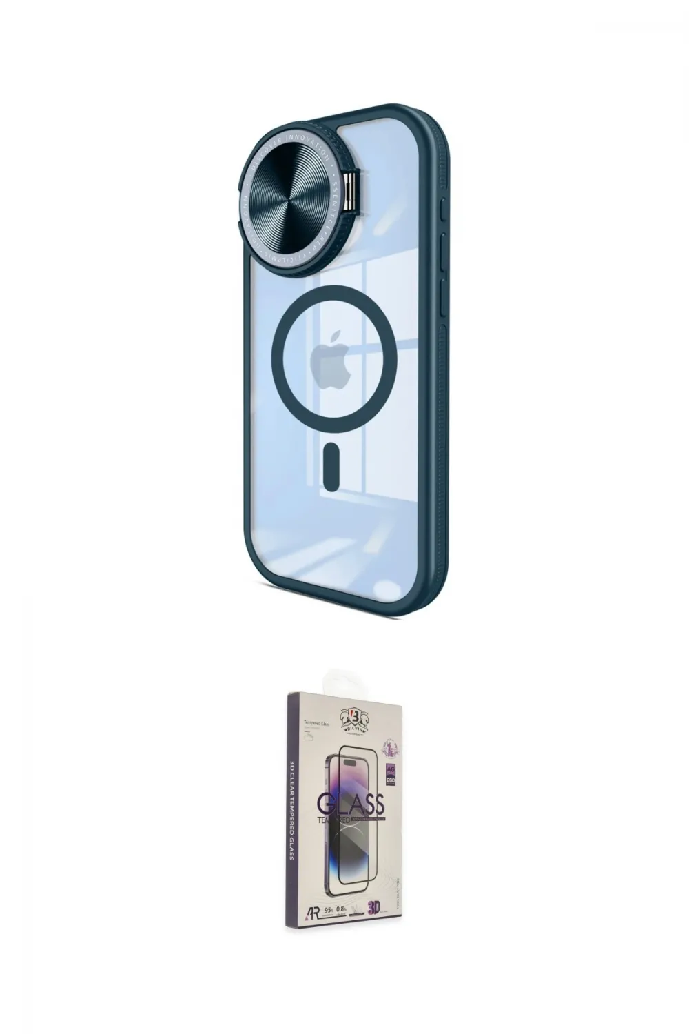 ieg™ iPhone 15 Pro Max Kılıf Kıvılcım Modern Koleksiyonu - Siyah Bilvis 3D Cam Ekran Koruyucu