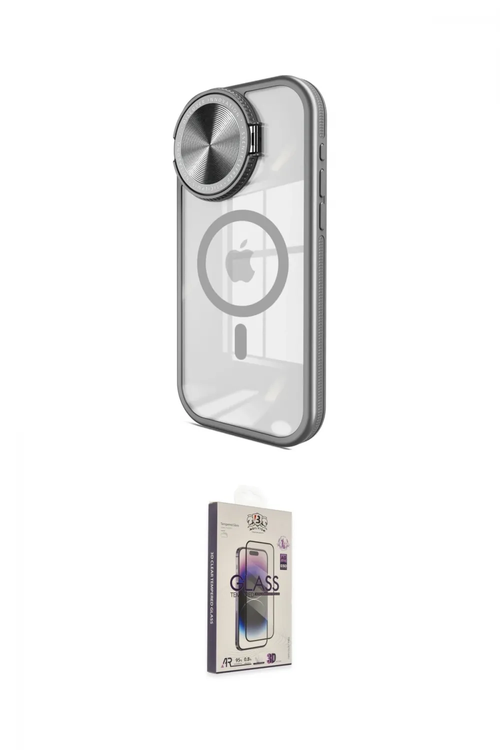 ieg™ iPhone 15 Pro Max Kılıf Kıvılcım Modern Koleksiyonu - Siyah Bilvis 3D Cam Ekran Koruyucu