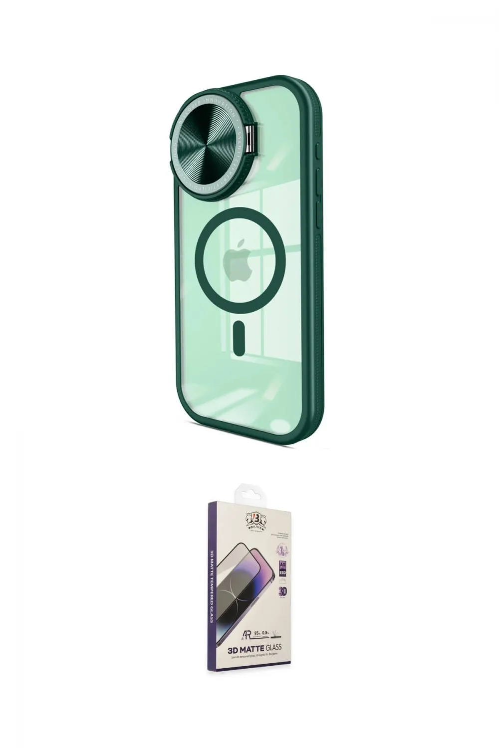 ieg™ iPhone 15 Pro Max Kılıf Kıvılcım Modern Koleksiyonu - Siyah Bilvis 3D Mat Cam Ekran Koruyucu
