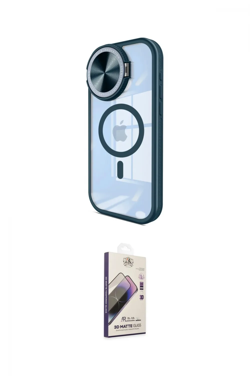 ieg™ iPhone 15 Pro Max Kılıf Kıvılcım Modern Koleksiyonu - Siyah Bilvis 3D Mat Cam Ekran Koruyucu