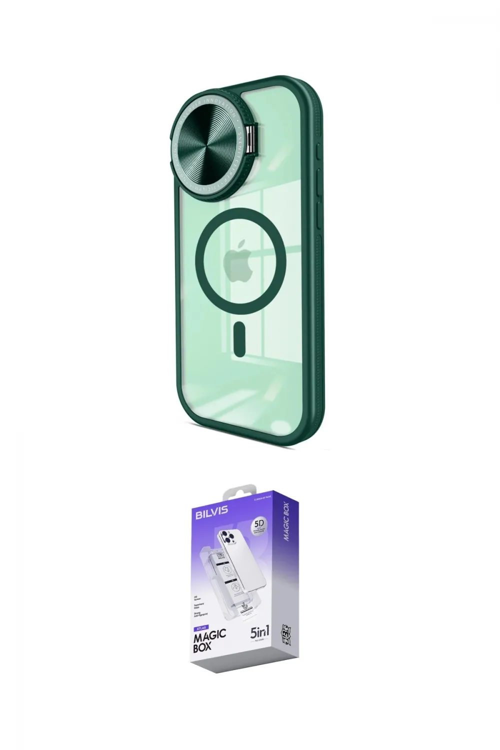 ieg™ iPhone 15 Pro Max Kılıf Kıvılcım Modern Koleksiyonu - Siyah Bilvis 5in1 3D Magic Cam Ekran Koruyucu