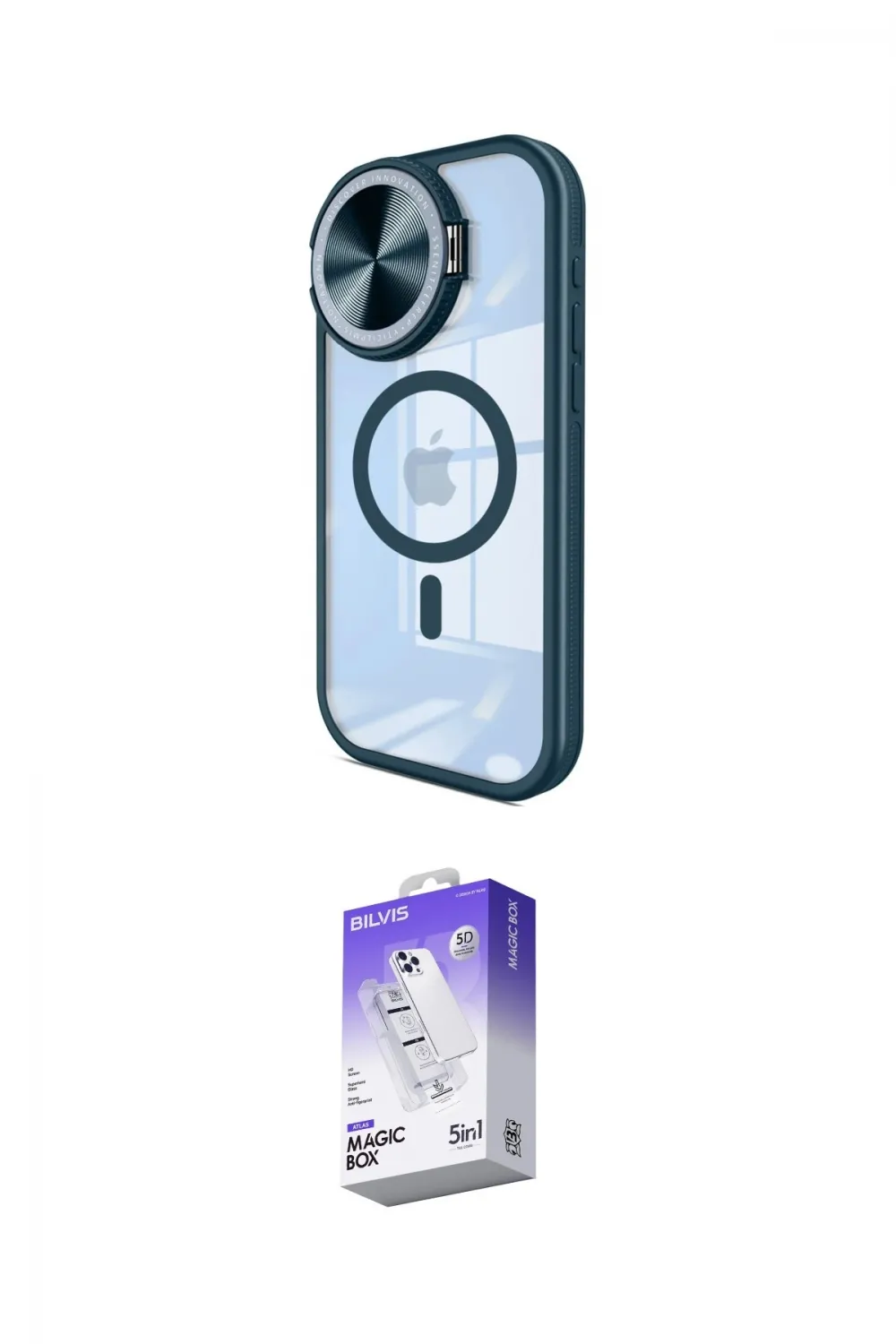 ieg™ iPhone 15 Pro Max Kılıf Kıvılcım Modern Koleksiyonu - Siyah Bilvis 5in1 3D Magic Cam Ekran Koruyucu