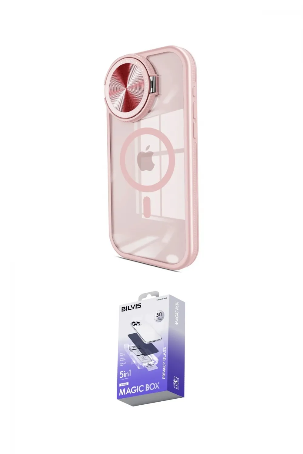 ieg™ iPhone 15 Pro Max Kılıf Kıvılcım Modern Koleksiyonu - Siyah Bilvis 5in1 5D Magic Hayalet Cam Ekran Koruyucu