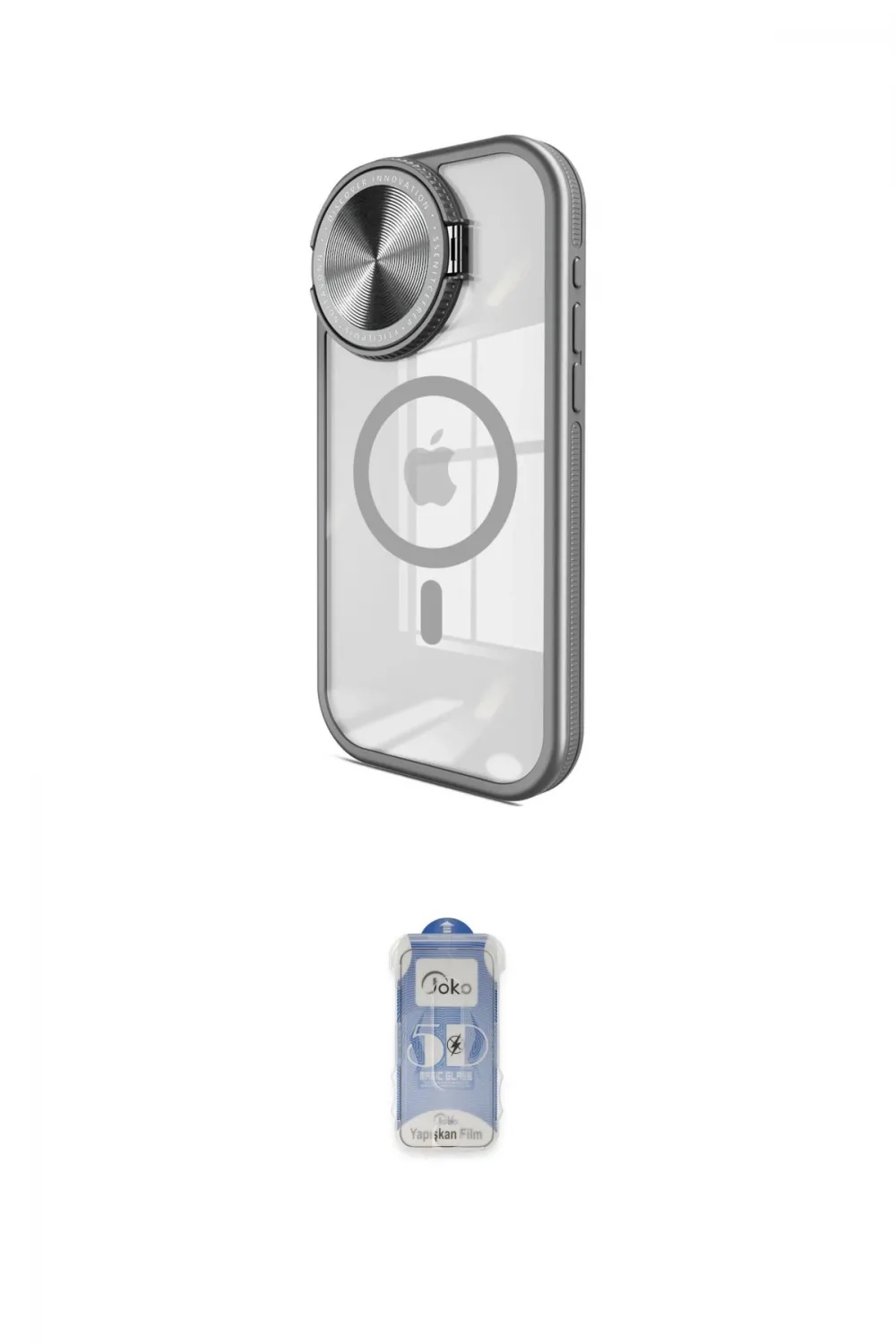 ieg™ iPhone 15 Pro Max Kılıf Kıvılcım Modern Koleksiyonu - Siyah Joko Magic 5D Cam